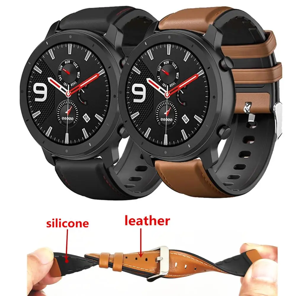 Ремешок силиконовый кожаный для смарт-часов Huawei Watch GT аксессуары наручных часов