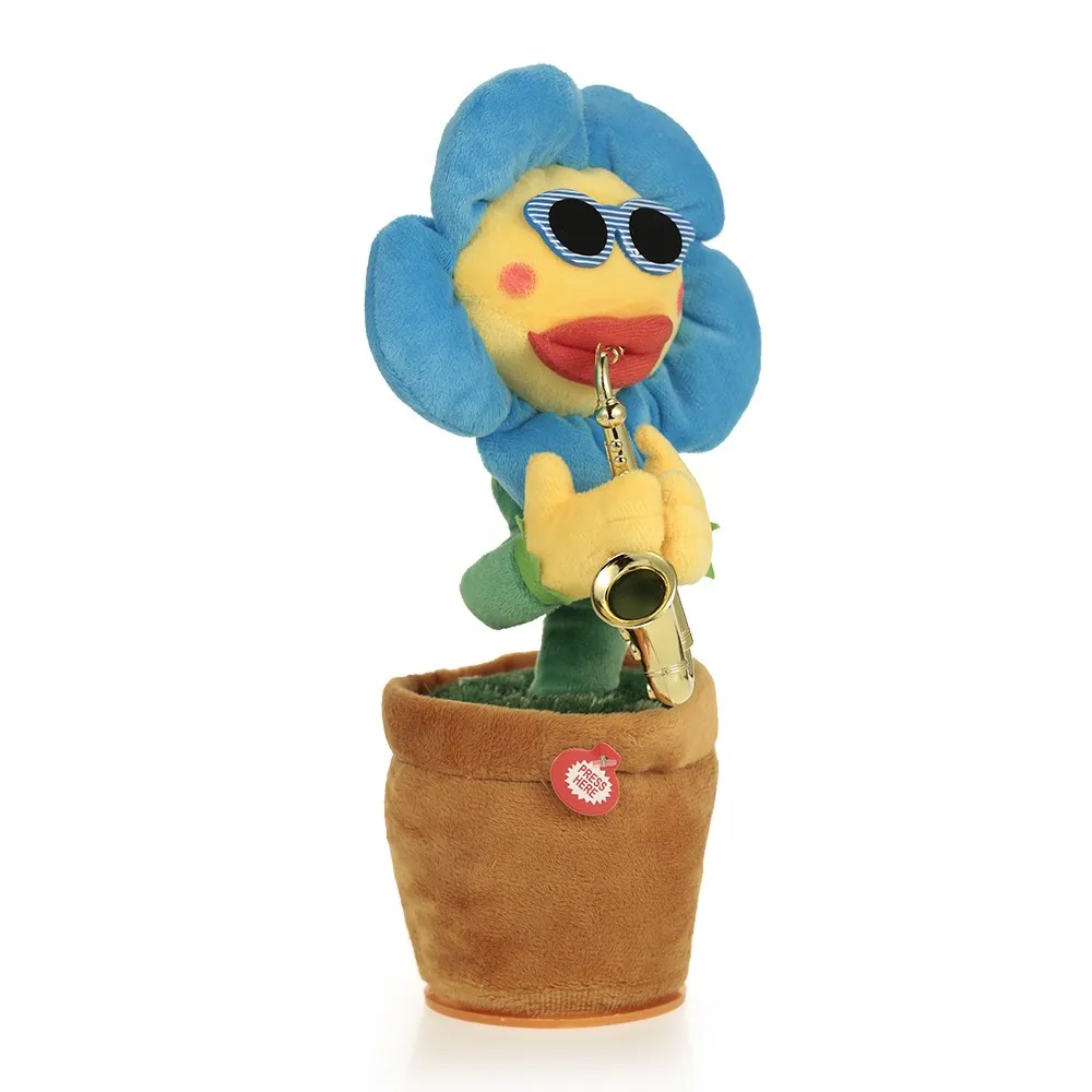 Пение и танцы цветок чарующий Подсолнух с саксофоном танцующий мягкая плюшевая