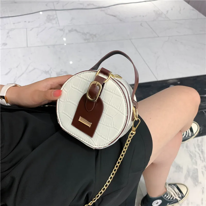 

Boutique recommended new summer trend handbags pu leather hit color small round bag wild chain single shoulder diagonal bag