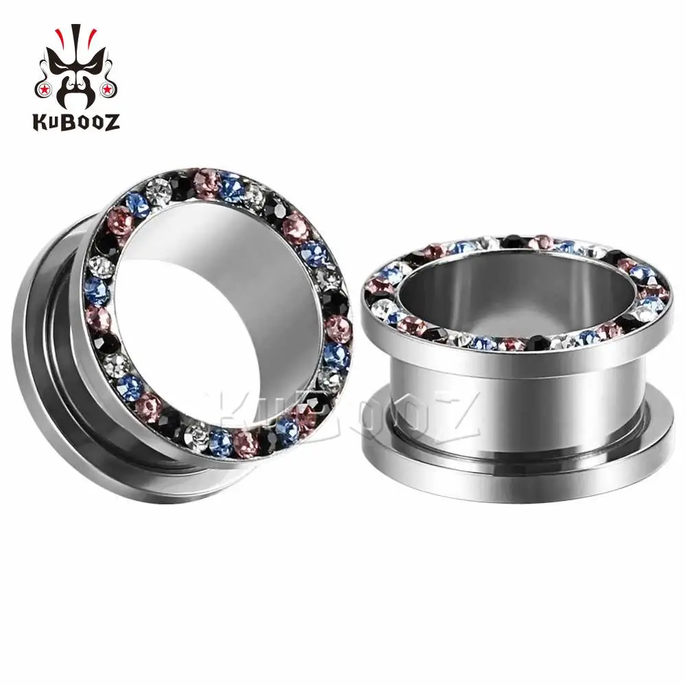 Серьги туннели KUBOOZ из нержавеющей стали с заглушками винтовые ювелирные изделия