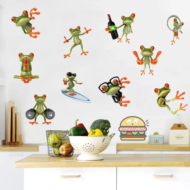 3d яркая наклейка на унитаз в виде лягушки зеленая лягушка Настенная Наклейка s
