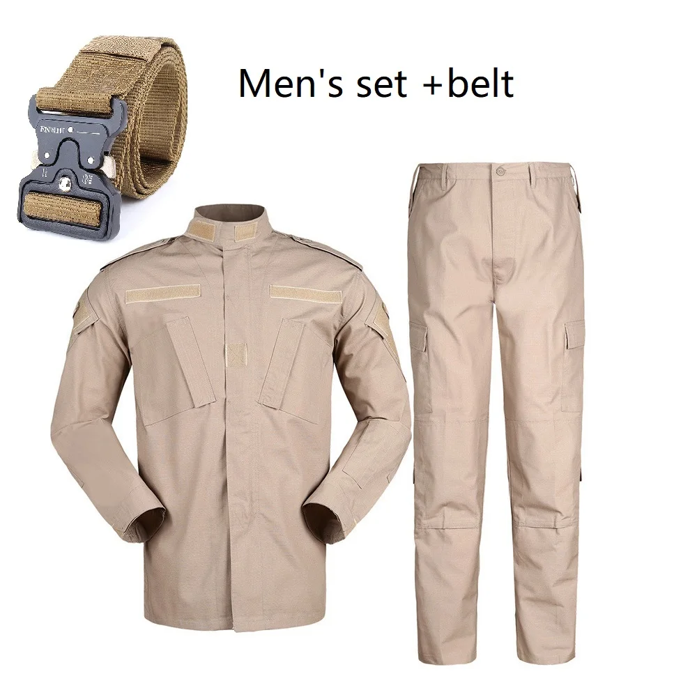5 Items Sets Men's Workwear Set Ribstop Khaki Working Clothes Hat Camouflage Net Scarf Belt For Men