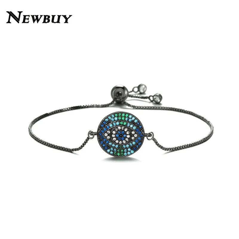 NEWBUY, высокое качество, красочные ювелирные изделия из кубического циркония, Роскошная золотая цепочка, сглаза, браслеты с подвесками, Женские Ювелирные изделия для вечеринки, Прямая поставка - Окраска металла: NBSL459