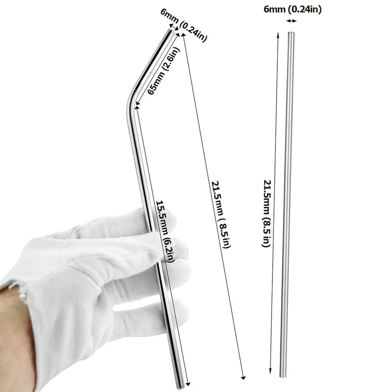 

Hot 100Pcs/Lot 304 Stainless Steel Drinking Straws Reusable Metal Straight Bent Straw Eco-friendly Party Bar Drinkware Supplies
