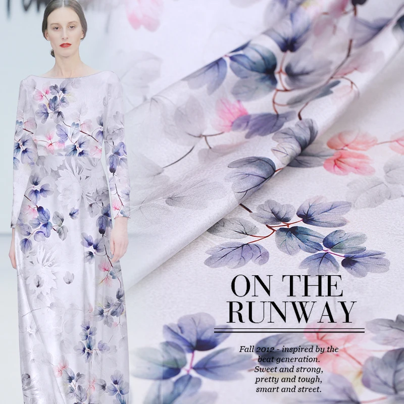 Цветной лист цифровой живописи стрейч шелковая ткань для атласное платье хлопок