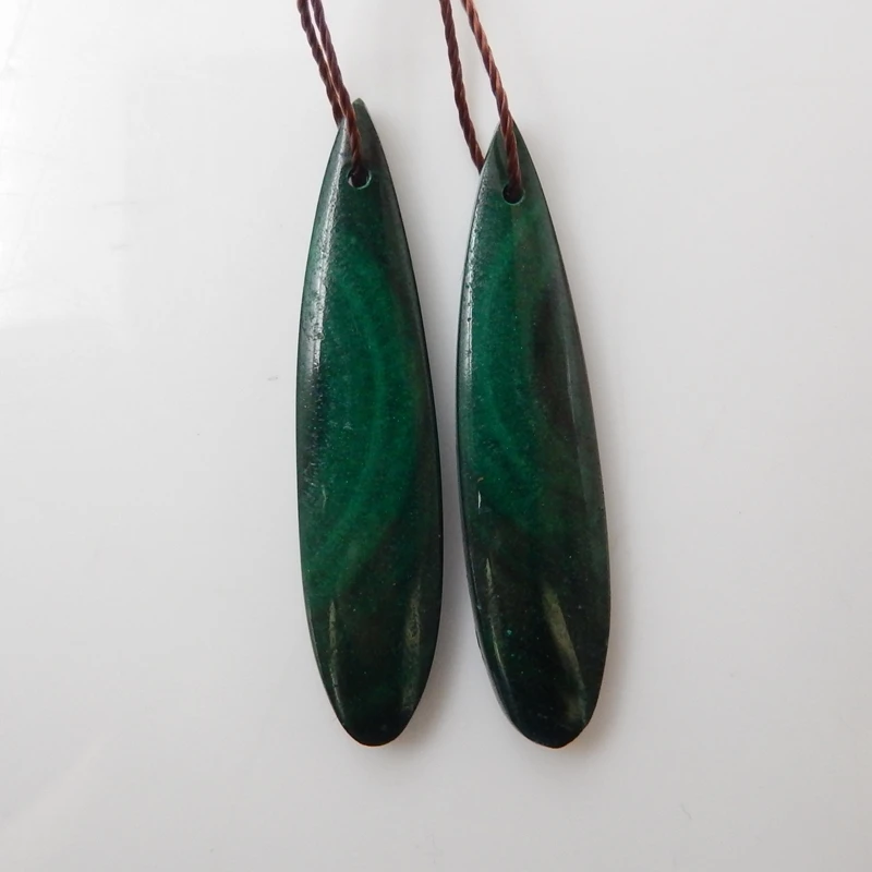 Новое поступление серьги-натуральный камень Малахит ручная работа полуготовые