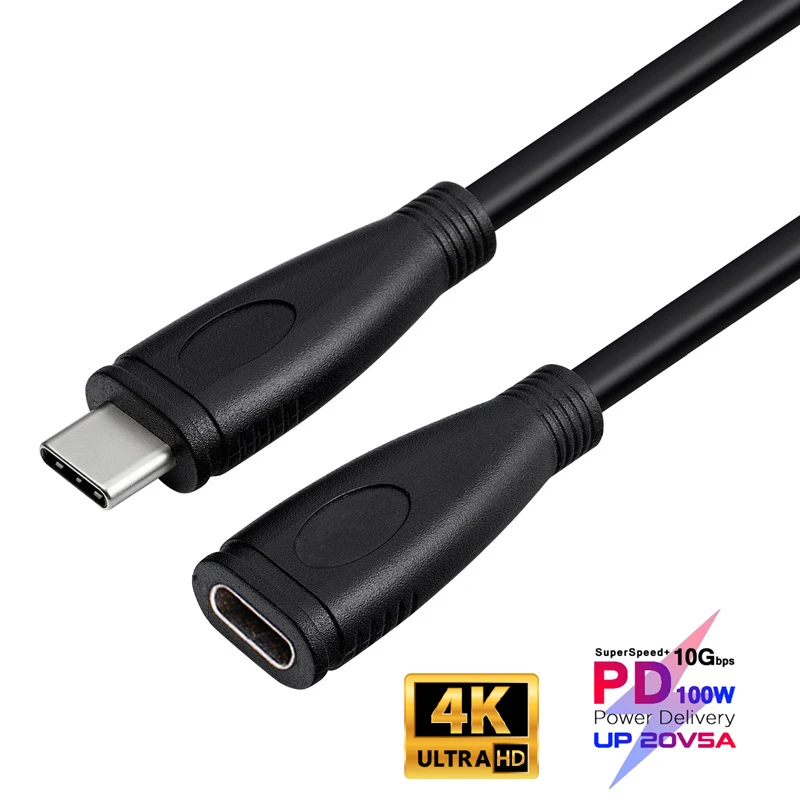 Удлинительный кабель 100 Вт PD 5A Type-C 4K @ 60 Гц USB-C USB3.1 Gen 2 10 Гбит/с шнур для Macbook Pro Nintendo