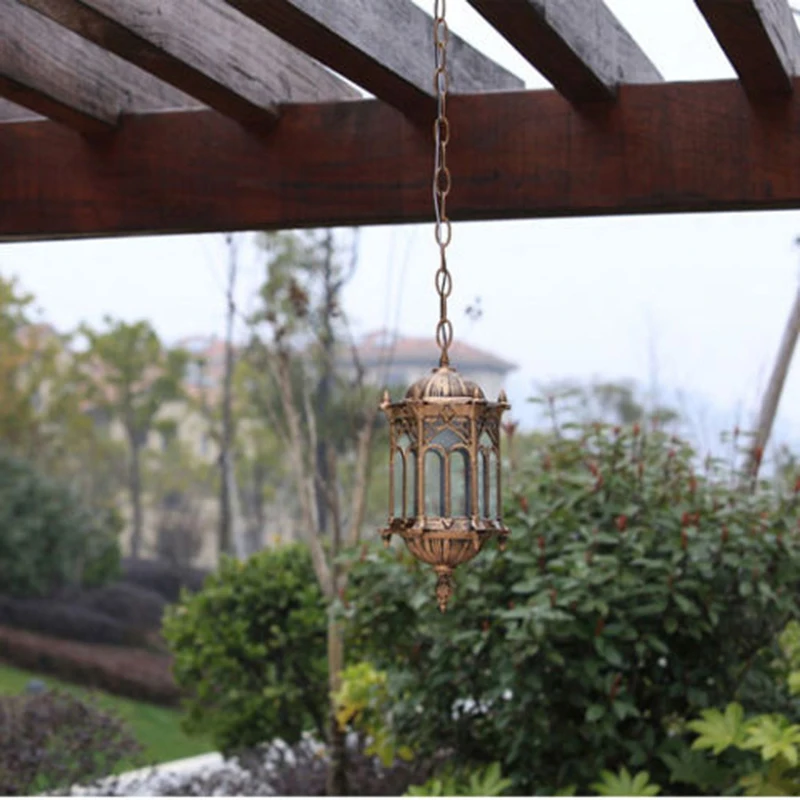 Современный уличный бронзовый фонарь водонепроницаемый подвесной светильник