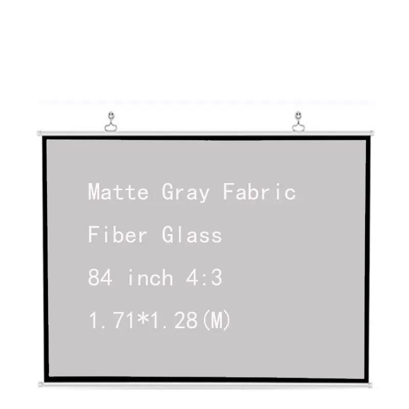 

Thinyou Projector Screen Matte Gray Fabric Fiber Glass 84 inch 4:3 Wall Mounted Roll Up Canvas Curtain for Home Theater
