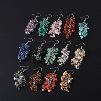 irregular natural crystal stone silver plated handmade earrings dangle party club decor energy jewelry for women girl