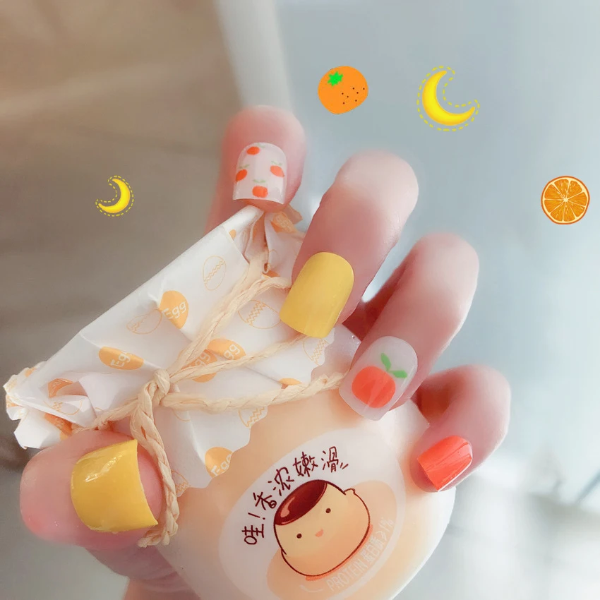24 шт./компл. новый милый маникюрный Летний Фруктовый полный Чехол накладные ногти