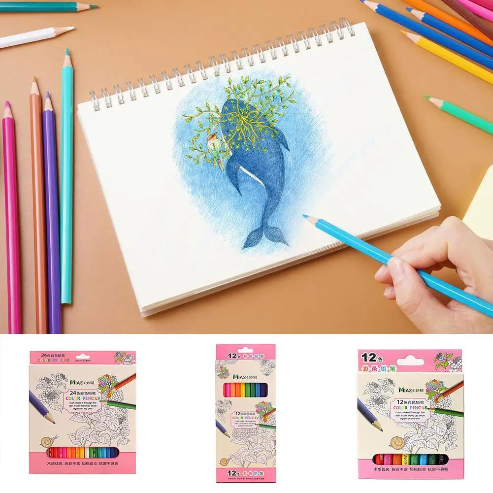 

12/24 Colors Oil Color Pencil Set Painted Graffiti Wood School Coloured Children Colored Pencils Drawing Pencils For Kids A8Q4