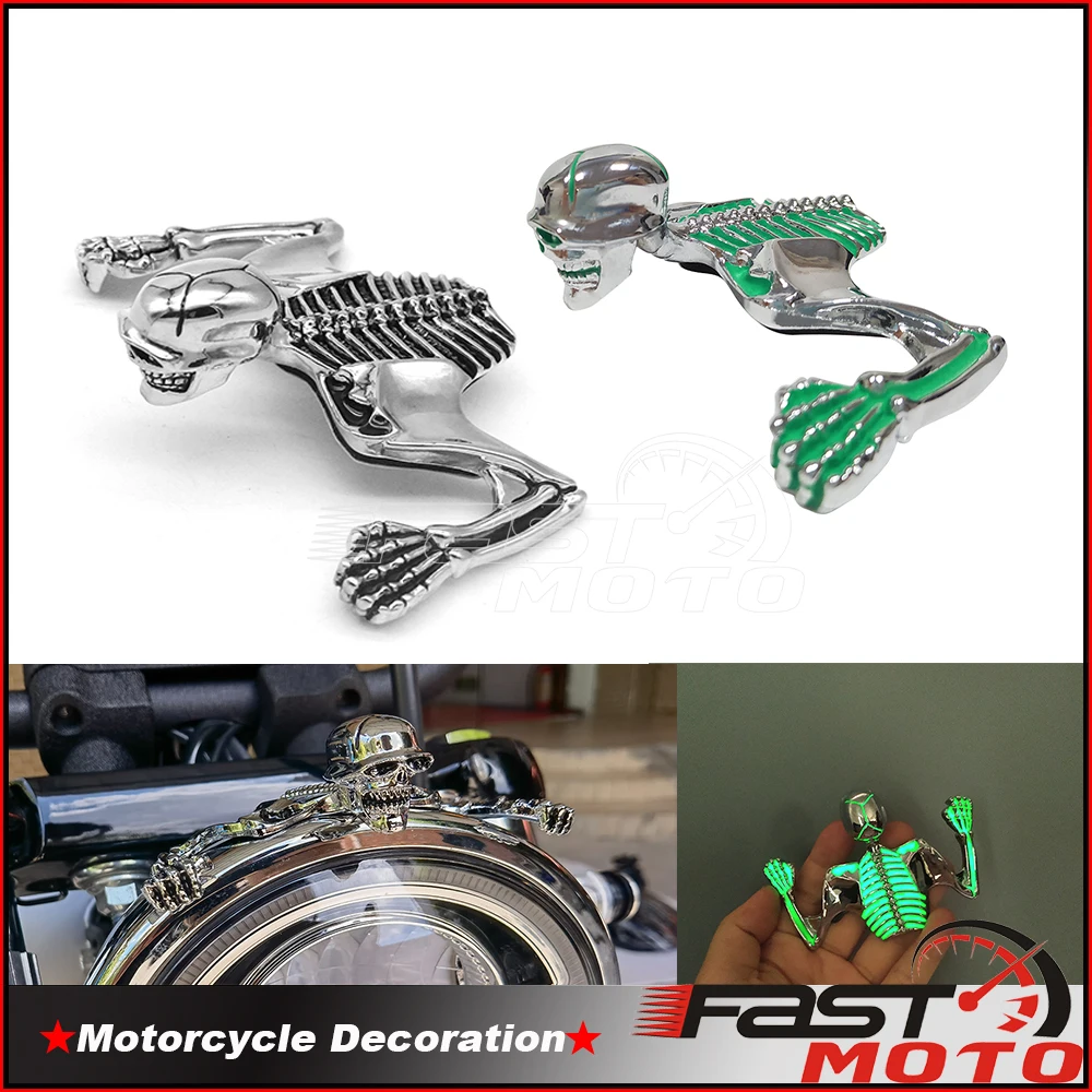 

Skull Ornament Skeleton Motorcycle Car Scooter Turn Signal Light Headlight Decoration Bike For Honda Harley Cafe Racer Bobber