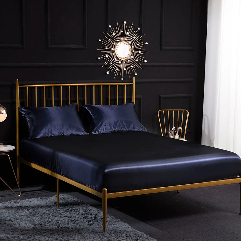 Искусственный шелк атлас простыня наволочка 3/4 шт. однотонная для домашнего