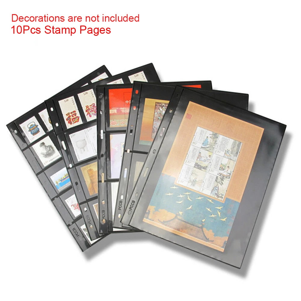 

10pcs/lot Black Not Include Cover Inners Double Sided Loose Leaf Stamp Pages PVC Postacards Paper Currency Photos