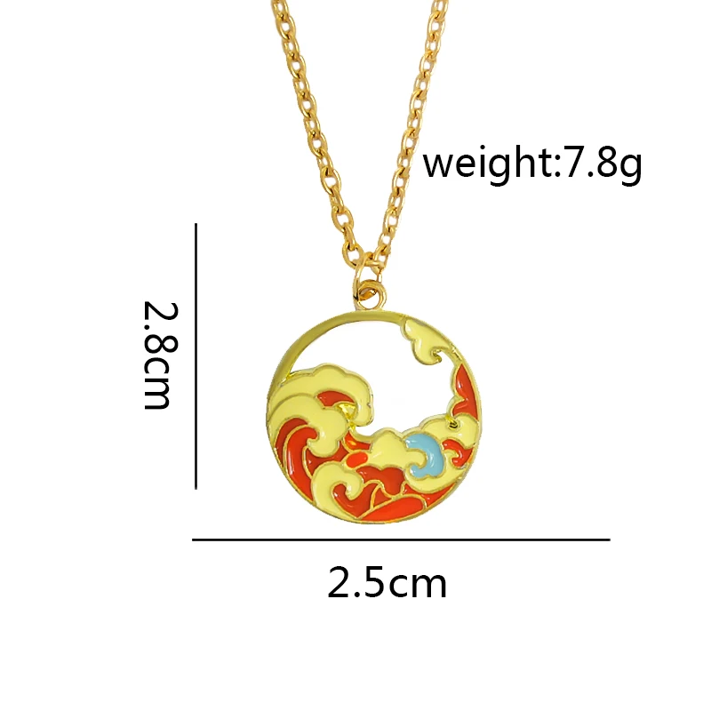 Новое маленькое круглое ожерелье в виде морской волны желтая синяя волна
