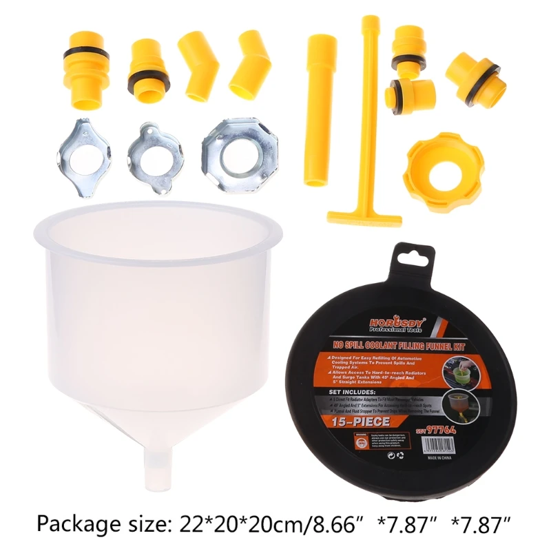 

15Pcs Plastic Filling Funnel Spout Pour Oil Tool Spill Proof Coolant Filling Kit High Quality