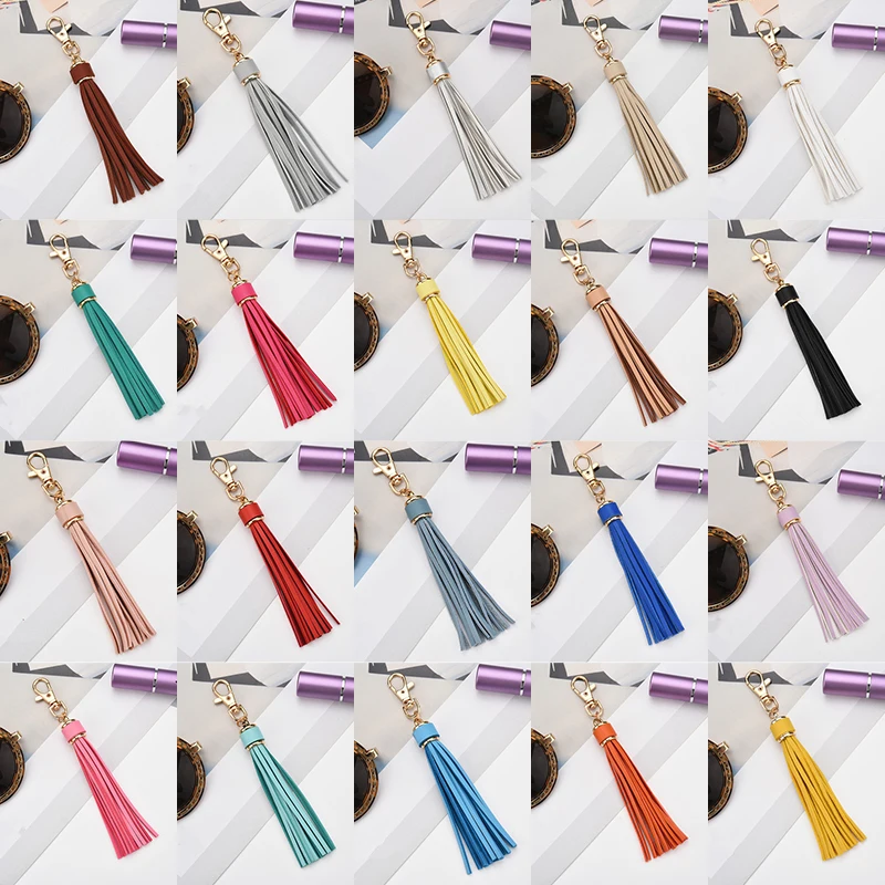 

Stainless Steel PU Leather Tassel Key Chains Woman Bag Ornaments Keychains Car Charm KeyRings Trendy Keyholder Jewelry Accessory