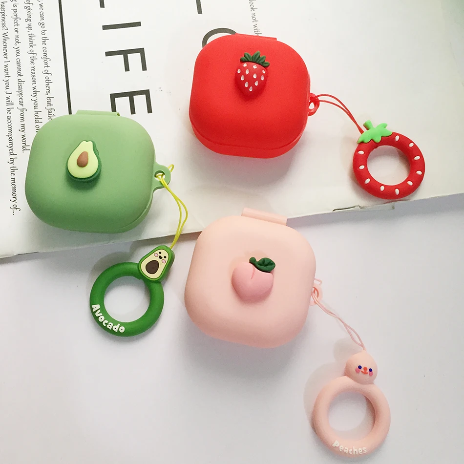 

For Samsung Galaxy buds live /PRO Case Cartoon Cute Fruit Anti-lost Ring Silicon Protect Cover Galaxy PRO Wireless Earphone Case