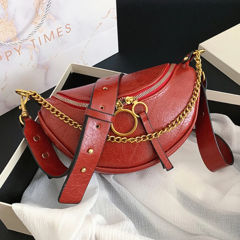 Нагрудные сумки с цепочкой для женщин Дизайнерские Сумочки роскошная кожаная