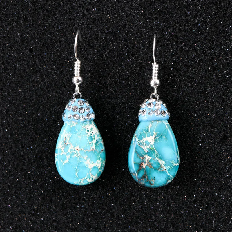 Эксклюзивные каплевидные серьги женские подвески из натурального камня с