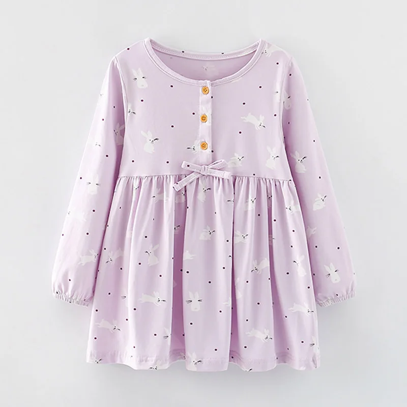 

100% Knitted Cotton Kids Dresses For Girls Babe Baby Girl Clothes Children Clothing Tops New 2021 Casual One-pieces Dress Rabbit