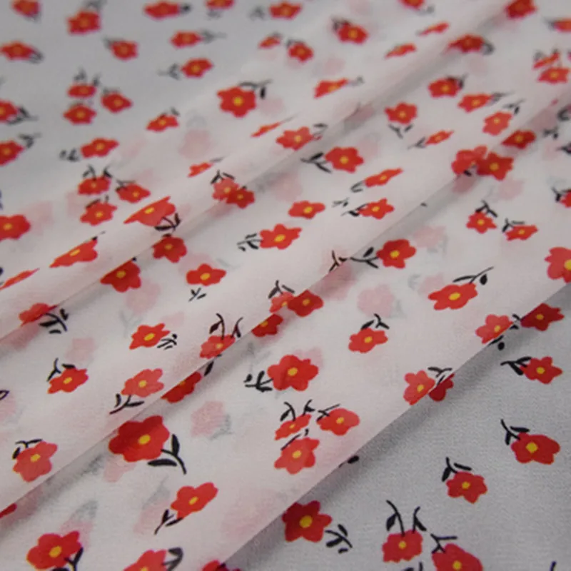 

Half Meter Thin Soft Sweet Little Flower Chiffon Fabric For Spring Summer Dress Sun-Proof Clothing Girl's Garment T1397