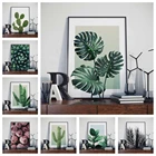 Постер с тропическими растениями в скандинавском стиле, украшение для дома, декоративные HD-постеры с зелеными листьями, художественный декор, холщовая живопись