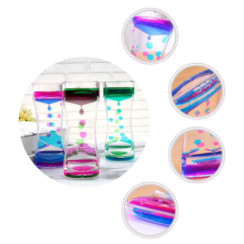 

BESTOMZ 3pcs Double Colors Oil Hourglass Liquid Motion Bubble Timer with Pretty Waist Desk Decor Birthday Gift Children