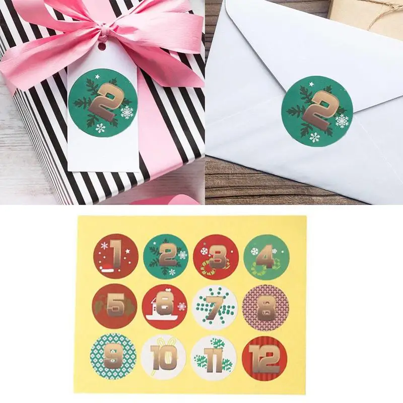 

12 Round Number Label Stickers Holiday Gift Diy Scrapbook Stickers Stickers I9B0 Sealing U1I7