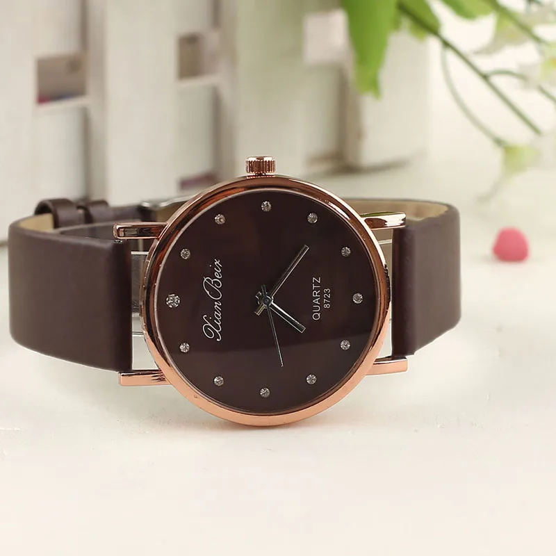 Горячая продажа часы для леди женские роскошные алмаз кожа круглый циферблат