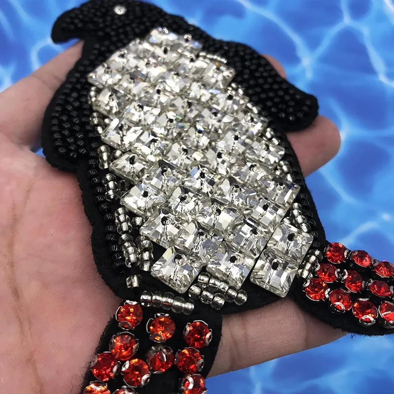 Стразы из бисера с нашивкой Пингвин для одежды пришиван на аппликации одежда