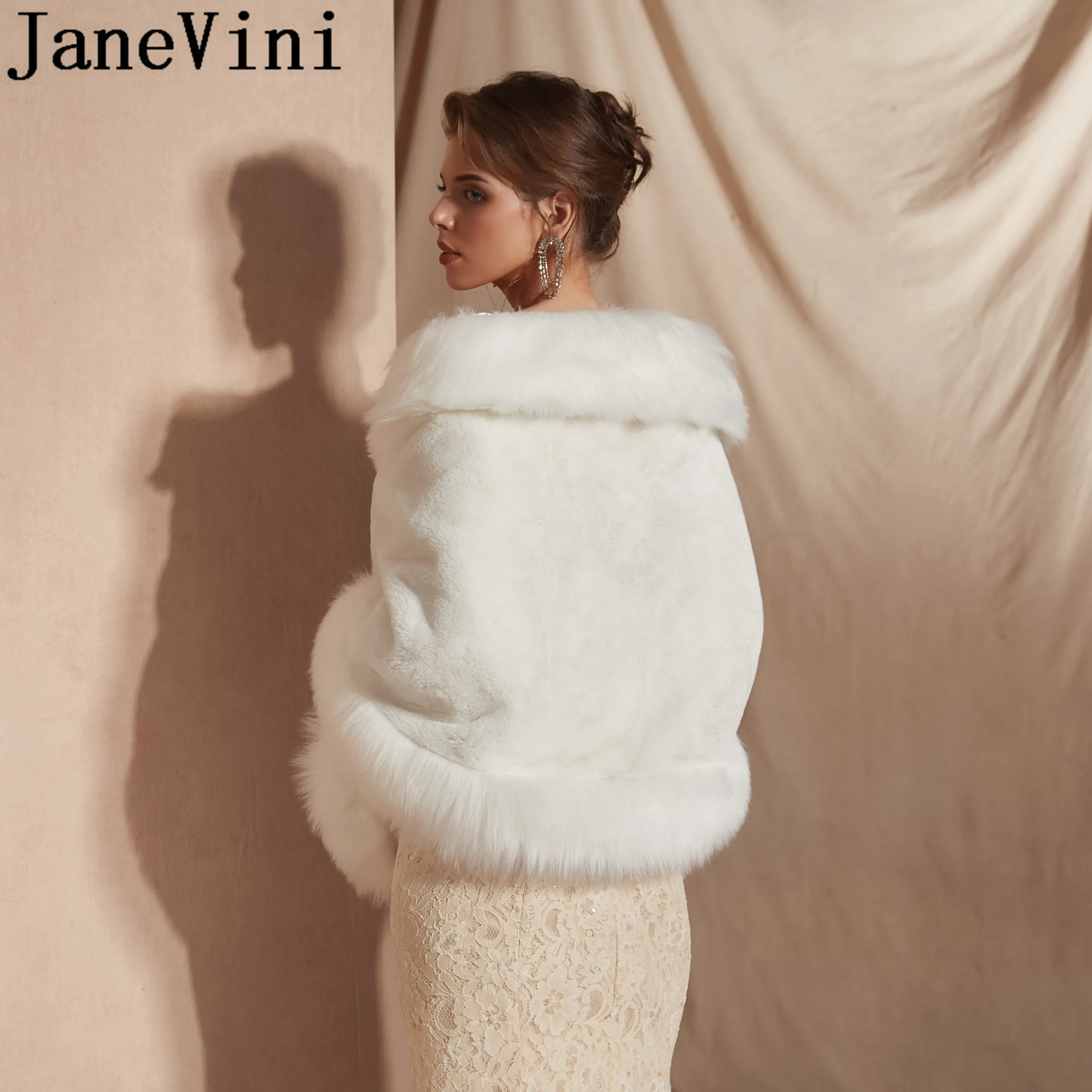 Зимнее свадебное платье jaevini из искусственного меха Болеро шаль бруидов накидка