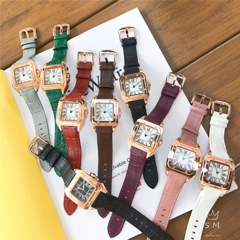 

brand C quartz watches square watch genuine leather wrist watches for woman
