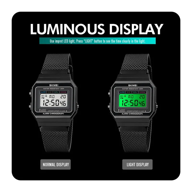 Часы наручные SKMEI унисекс с хронографом классические светильник ные из