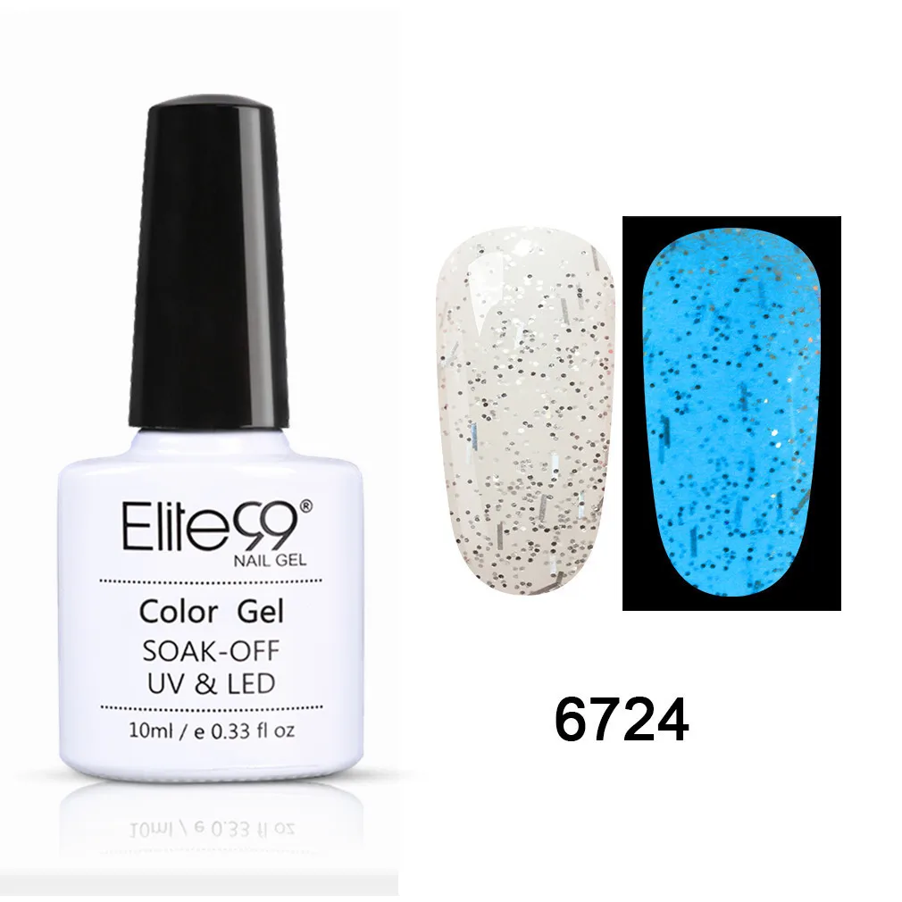 Elite99 10ml Glow In Dark Fluorescent Gel Laquer Neon Series Luminous UV LED Soak Off Glitter Varnish Semi Permanent Enamel | Красота и