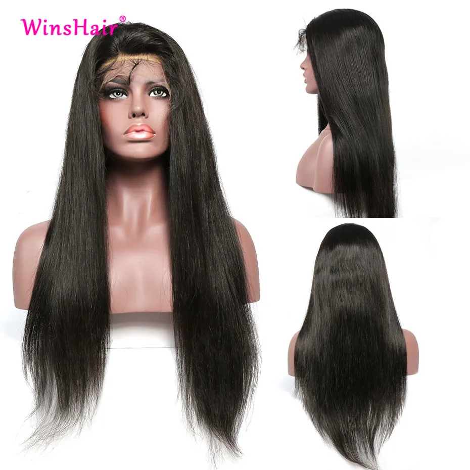 Прямой парик Winshair на сетке спереди 13x6 HD бразильские предварительно выщипанные