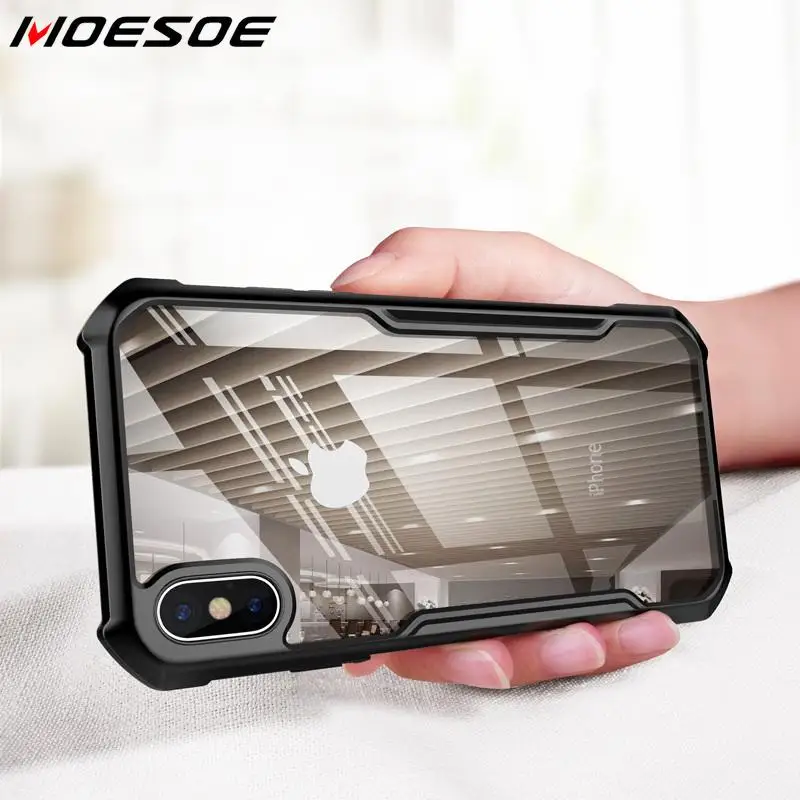 Ударопрочный армированный чехол MOESOE для iPhone 12 Pro X XS Max XR 8 7 Plus прозрачный 11