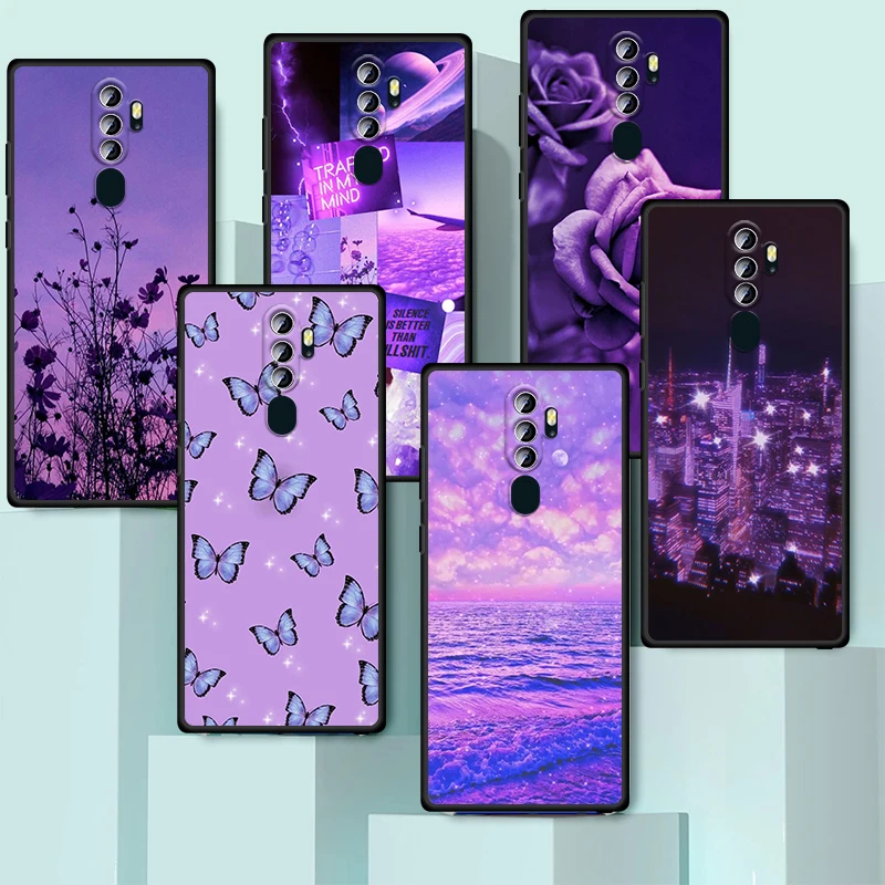 Purple Flower Butterfly For OPPO Find X3 X2 K5 K3 R15 R9S F9 F7 K9 F19 F5 F19 F11 R17 Lite Neo Pro Plus 5G Black Phone Case