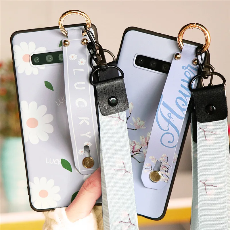 S20 ультра наручный ремешок чехол для Samsung Galaxy S10 S9 S8 Plus S10E S7 S6 Edge J8 Note 8 9 10 цветочный