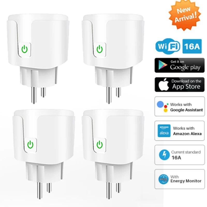 Новый ЕС 16A WiFi смарт розетка Функция времени 100 240V SmartLife с приложение работает Alexa