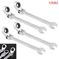 10mm crv72 flexible head matte ratchet dual use wrench foldable combination spanner open end plum end spanner for repairing