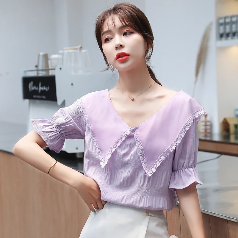 повседневные блузы с оборками женские топы 2019 новая многослойная женская