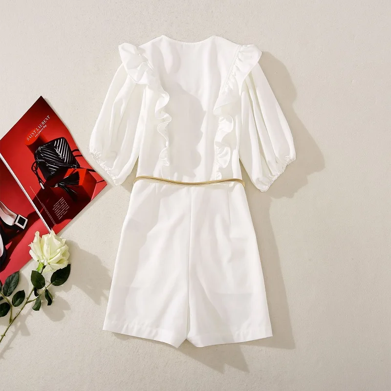 Высокое качество комбинезон шорты 2020 летний модный женский с v образным вырезом