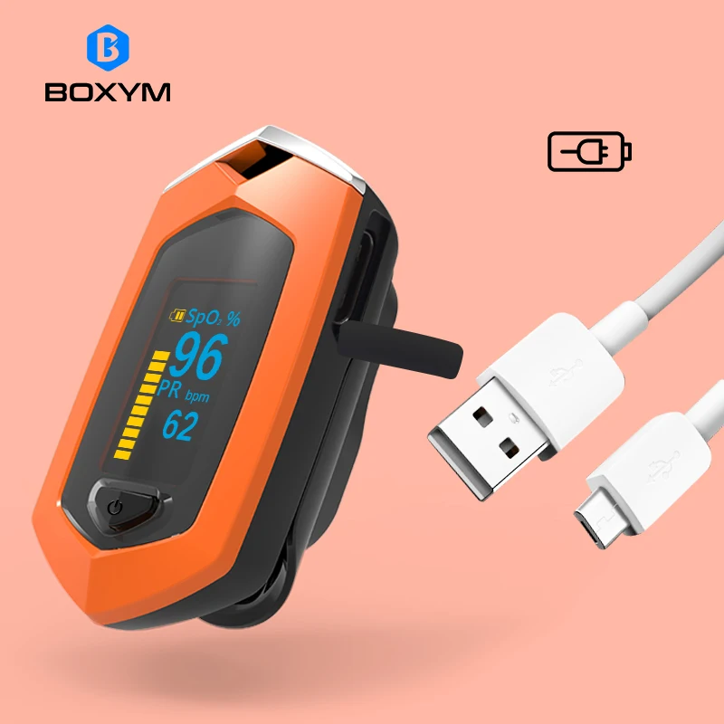 BOXYM палец импульса измеритель пульса SpO2 PR OLED Перезаряжаемые CE медицинской оксиметр de Dedo монитор сердечного ритма