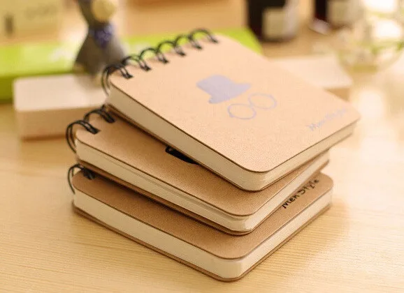 1 упак./лот мини записная книжка на пружинке усы серии крафтоберточная бумага