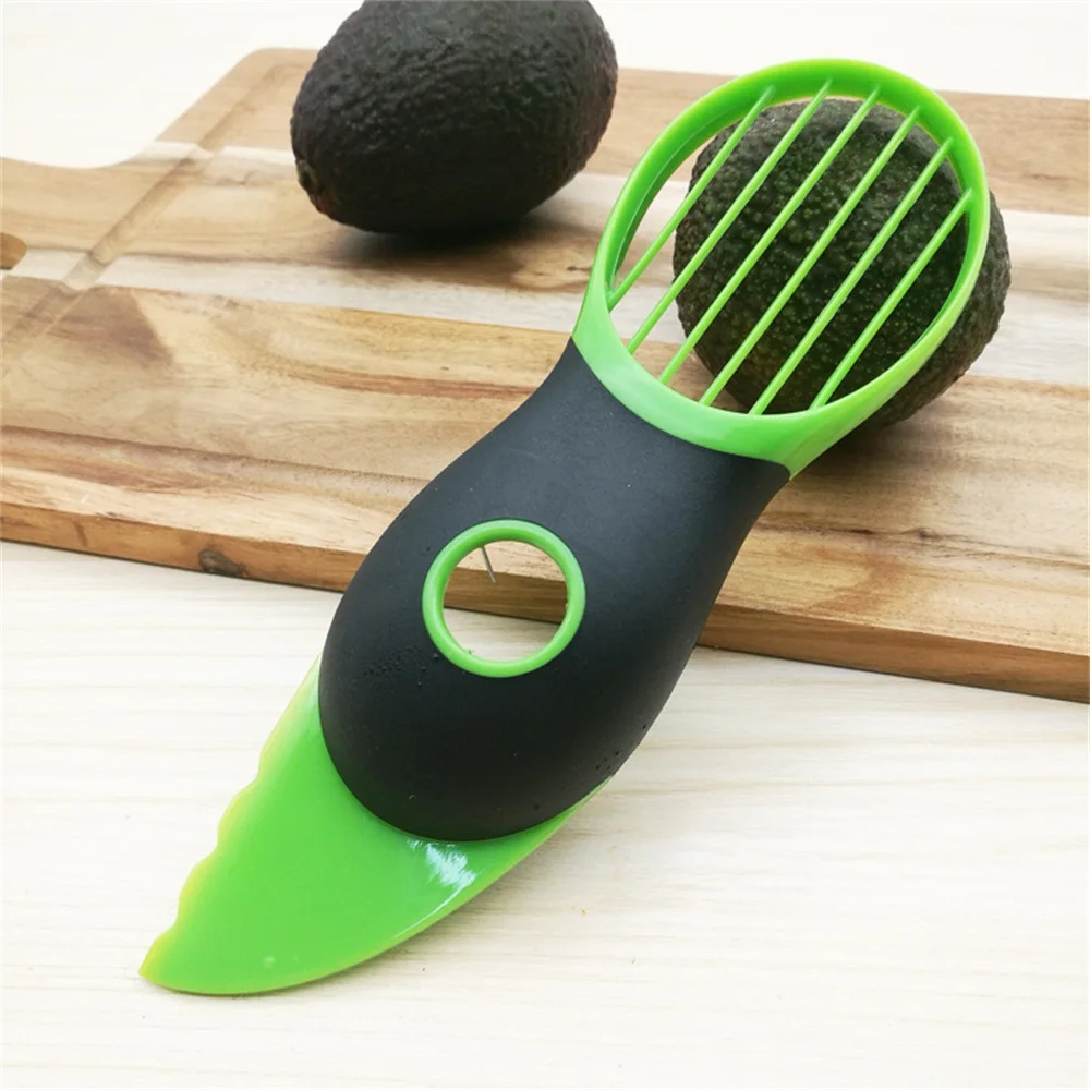 

3 In 1 Kitchen Gadgets Avocado Slicer Shea Corer Butter Fruit Peeler Cutter Pulp Separator Plastic Knife Kitchen Vegetable Tool