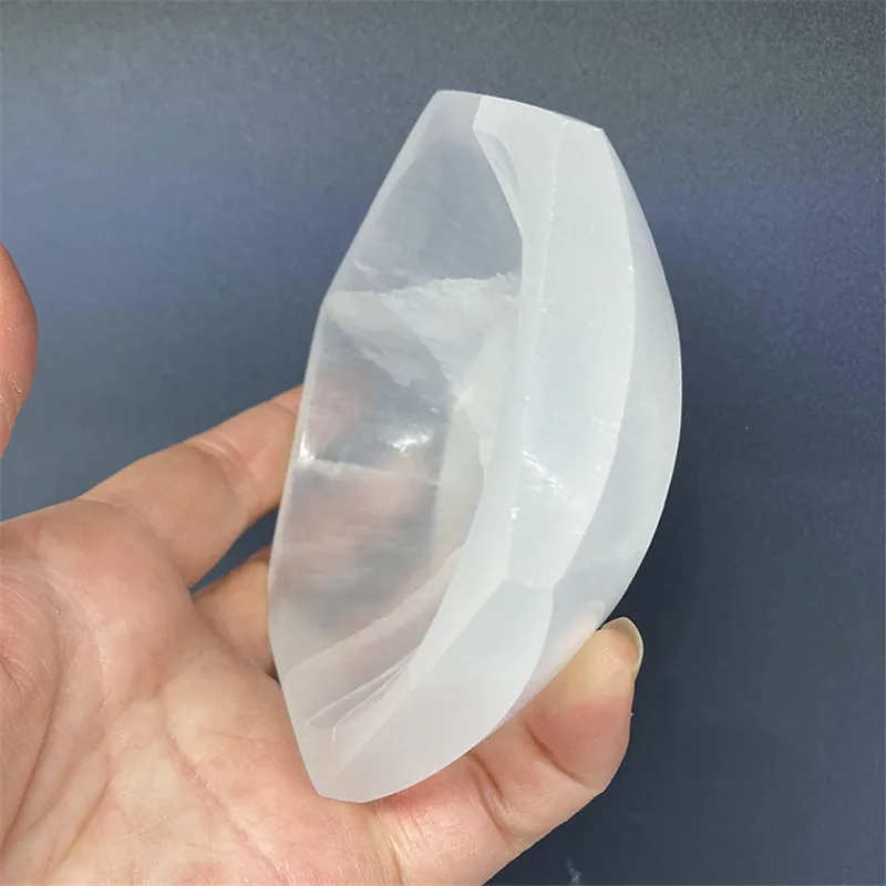 

1pcs Natural Hand Carved Gypsum Selenite Bowl Shape Crystal Healing Gemstone