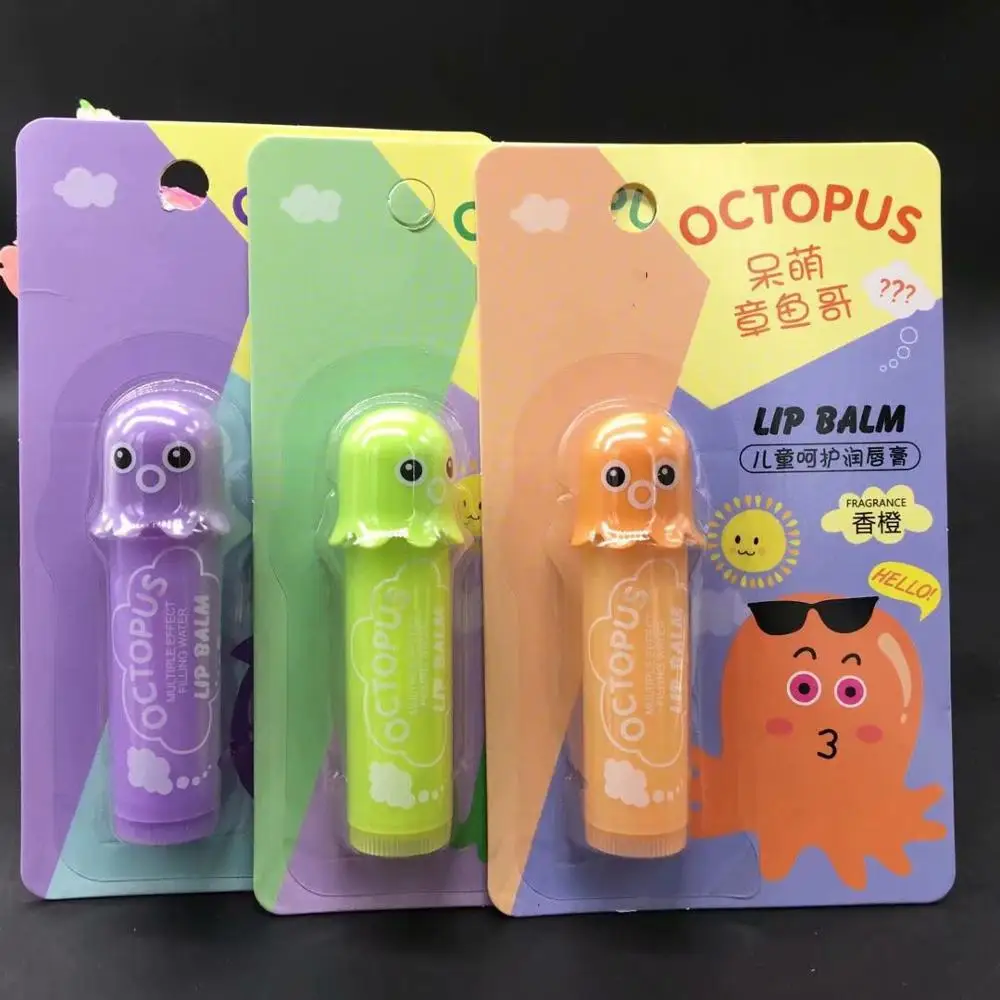 Увлажняющий Успокаивающий бальзам для губ милый питательный розовый осьминог