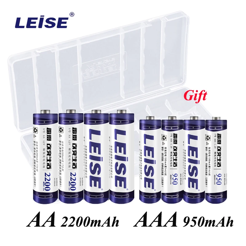 Leise AA &amp AAA аккумуляторная батарея 4 шт. 2200 мАч 950 1 2 в nimh с держателем корпуса